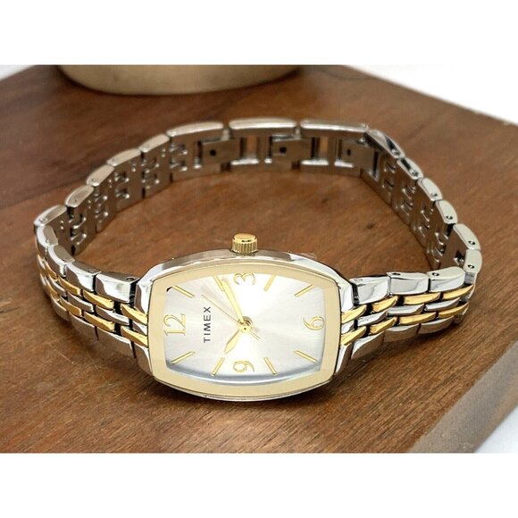 Timex Women's Watch TW2T50200 Quartz Silver Dial Rectangle Two Tone Steel 21mm - Picture 7 of 13